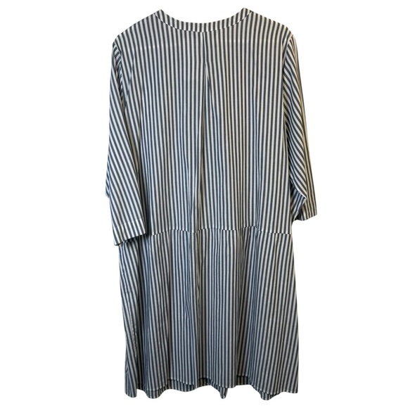 Ulla Popken Gray White Striped Lightweight Shirt Dress Size 20/22 NWT - Picture 2 of 6
